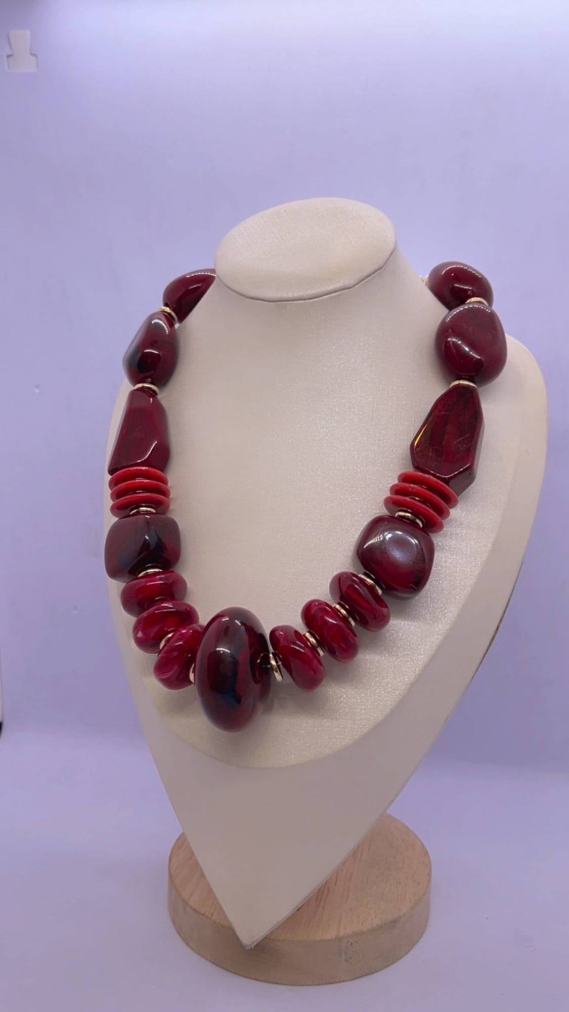 Chunky Red Beaded Statement Necklace
